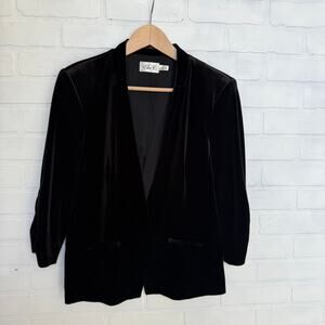 Eliza Jay NWT Ruched Sleeve Black Velvet Work Career Event Blazer sz M